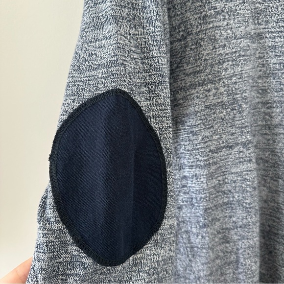 Topshop Topman Blue Heathered Elbow Patch Long Sleeve Shirt Sweater Crew Neck - Picture 7 of 14